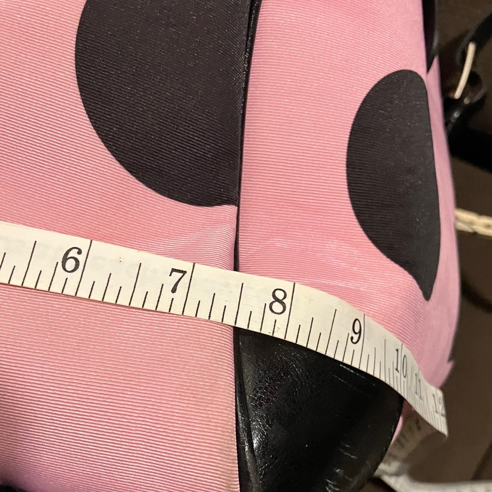 Pink Polka Dot Women's Satchel Bag with Black Accents - Picture 7 of 14